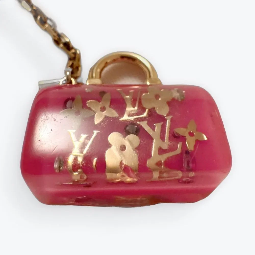 Louis Vuitton Bag Charm Pink Gold Pomme D’Amour Inclusion Speedy Keychain Auth